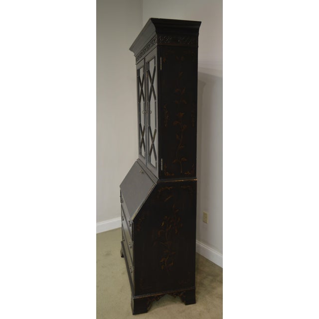 Ethan Allen Black Paint Decorated Chippendale Style Secretary Desk Chairish