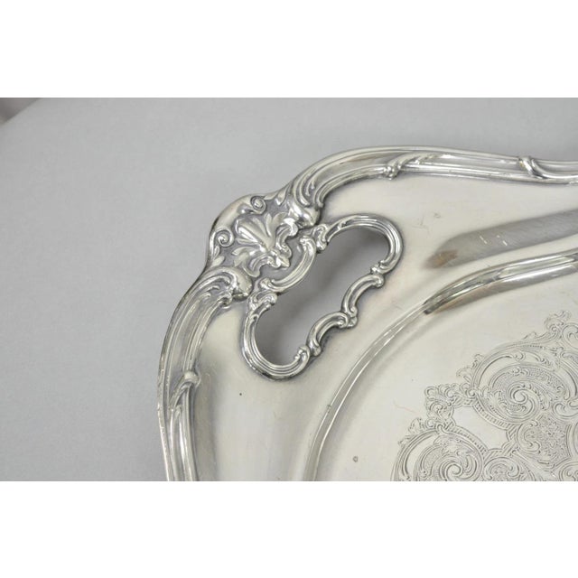 Antique Gorham Silver Plated Victorian Oval Butlers Serving Platter Bar Tray For Sale - Image 11 of 16
