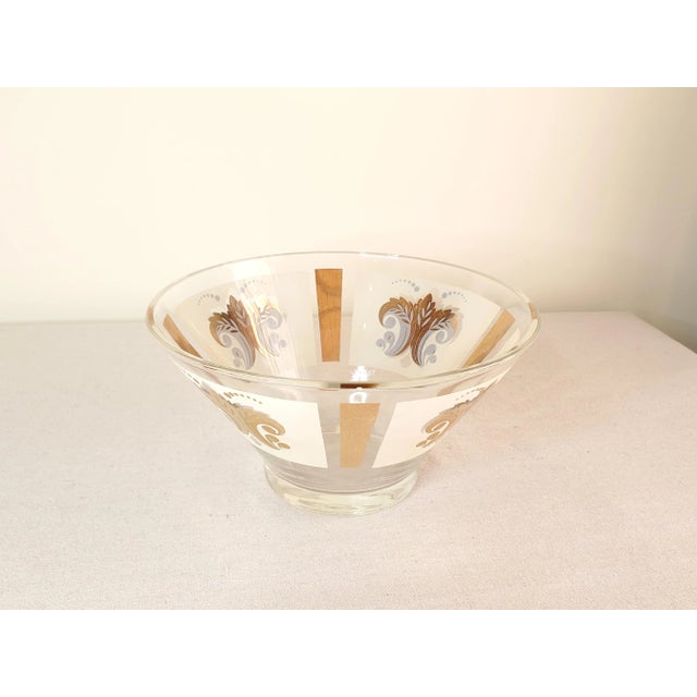 Mid 20th Century Vintage White and Gold Punch Bowl For Sale - Image 5 of 5