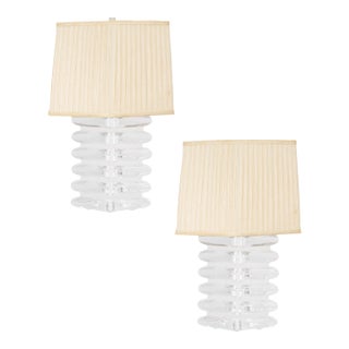 Vintage Large Bauer Clearlite Lucite Lamps - a Pair For Sale