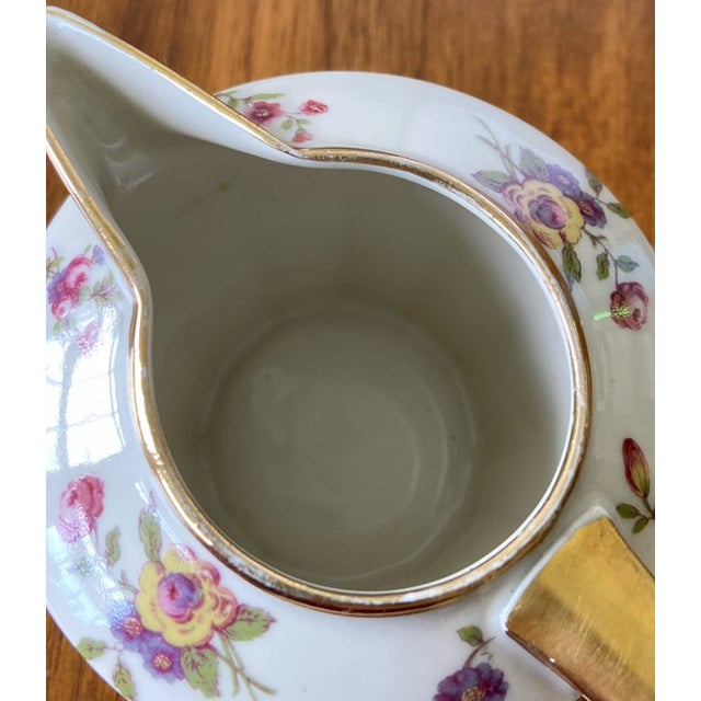 Mid-Century Modern Vintage Limoges Ch Field Haviland Cream & Sugar Bowl Set, Finest French Ivory China with Rose Pattern For Sale - Image 3 of 13