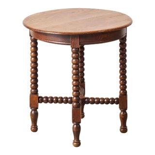 1930s English Oak Bobbin Stool For Sale