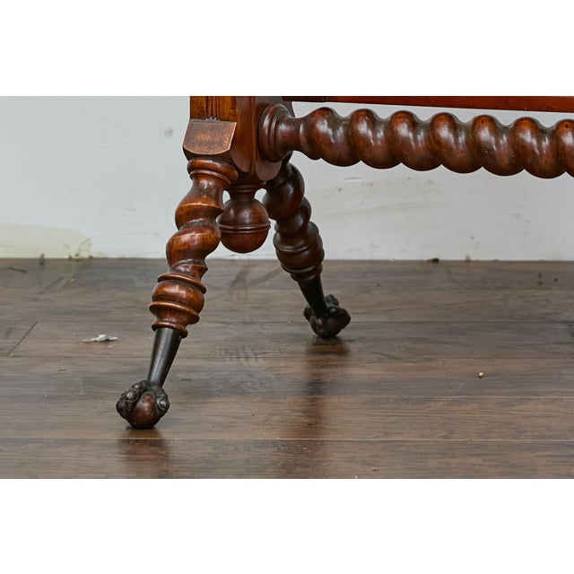 Brown 19th Century English Cheval Mirror with Barley Twist Frame, Ball and Claw Feet For Sale - Image 8 of 12