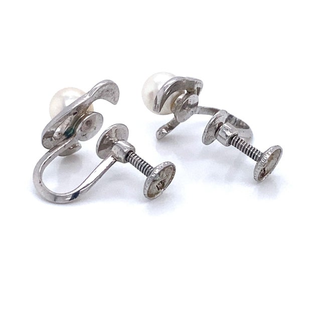 Mikimoto Estate Akoya Pearl Clip on Earrings Sterling Silver 3.53 Grams, A Pair For Sale - Image 14 of 14