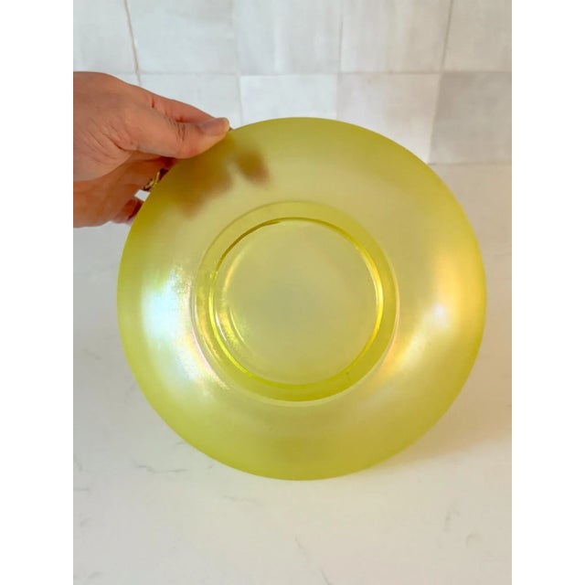 1920s Antique Fenton Stretch Glass Centerpiece Bowl in Topaz For Sale In Dallas - Image 6 of 10
