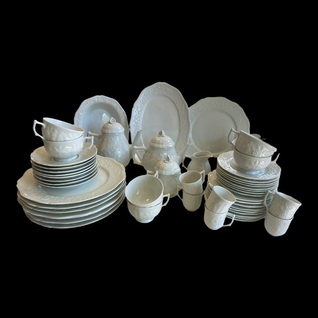 Limoges Raynaud & Cie, Ceralene Hawthorne Lovely white porcelain set produced by Raynaud & Cie, Limoges, France. Complete...