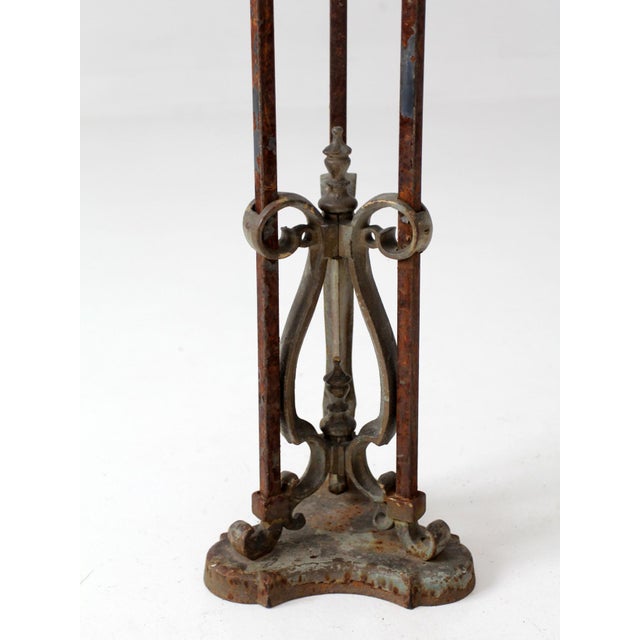 Early 20th Century Antique Gothic Revival Iron Plant Stand For Sale - Image 5 of 13