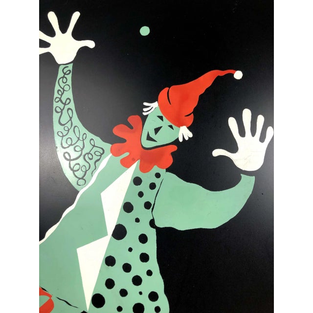 Mid-Century Berggren Metal Serving Tray Circus Clown, Circa 1950's For Sale - Image 4 of 7