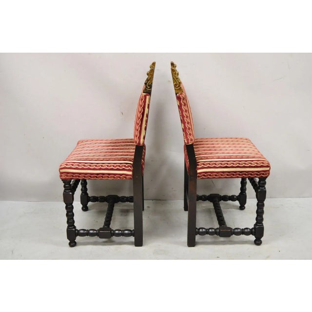 Antique Small Jacobean Style Turn Carved Walnut Accent Side Chairs - a Pair For Sale - Image 12 of 12