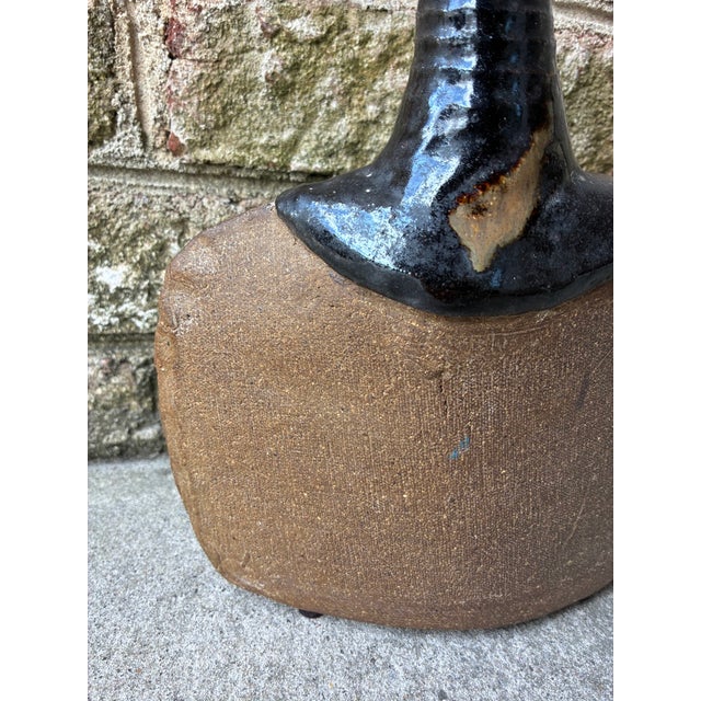 Vintage Pottery Vase With Black Top For Sale In New York - Image 6 of 11