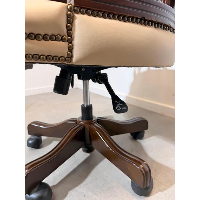 Metal Captain Desk Chair in Mahogany For Sale - Image 7 of 10