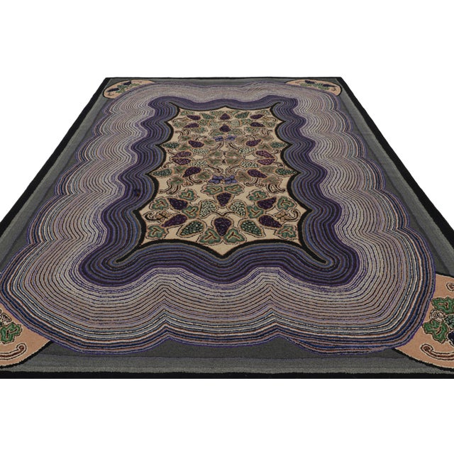 1920s Antique Hooked Rug in Purple With Floral Patterns, From Rug & Kilim For Sale - Image 5 of 8