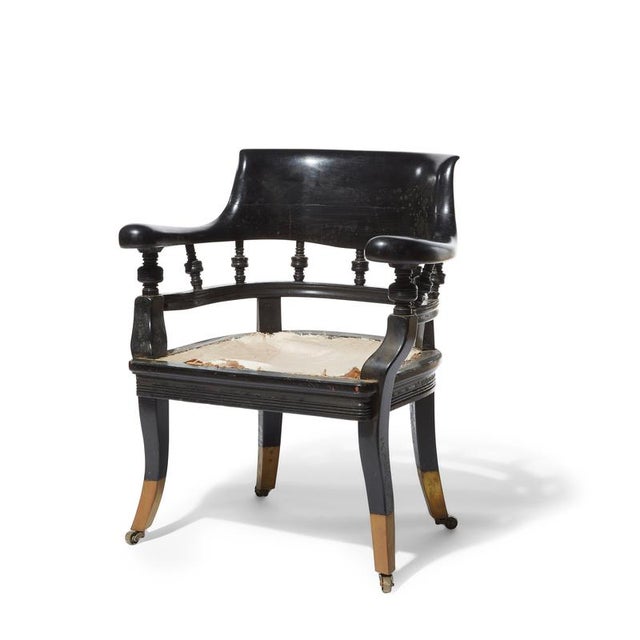 Ebonized Desk Chair attributed to Portier & Stymus, 1890 For Sale - Image 15 of 16