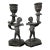 Pair Vintage Maitland-Smith Cast Bronze Cherub Candlestick Holders For Sale