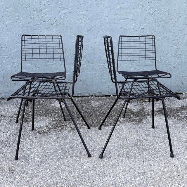 Mid-Century Modern Black Wire Side Chairs Designed by John Keal for Pacific Iron - Set of 4 For Sale In West Palm - Image 6 of 11