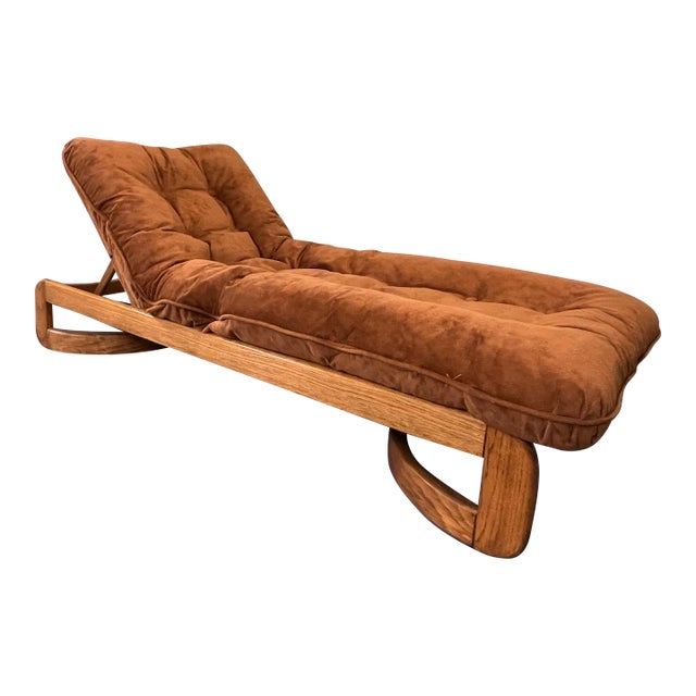Mid Century Chaise Lounge Day Bed Solid Oak Howard MFG For Sale