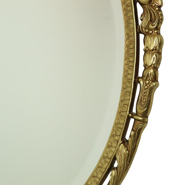 Louis XV Baroque French Brass Crested Mirror in Gold, 1950s For Sale - Image 9 of 17