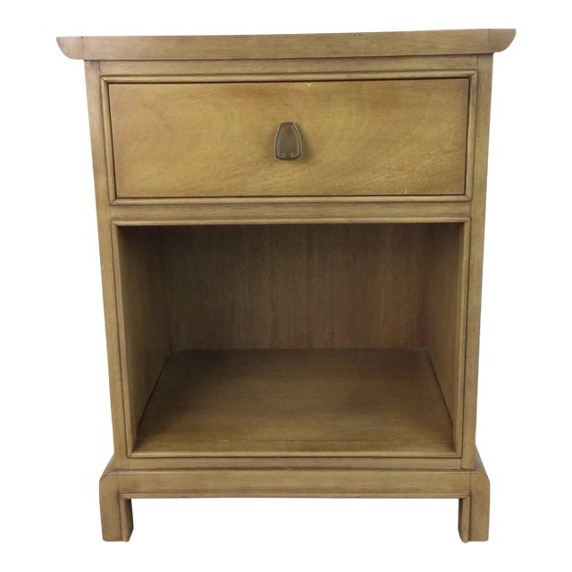 Mid Century Modern Single Drawer Nightstand With Copper by Drexel For Sale