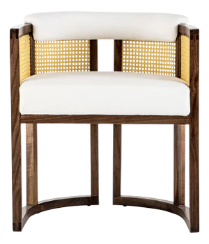 Livingstone Walnut and Rattan and Brass Dining Chair by Egg Designs