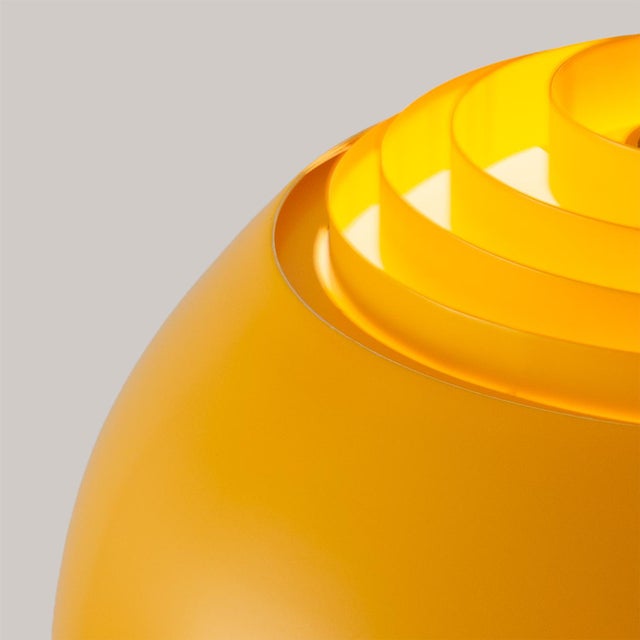 Nova 1960s Morelli Half Dome Wall Sconce - Modern Arc Wall Lamp, Mustard Steel Shade, Satin Nickel, Foot Slide Dimmer For Sale - Image 4 of 7