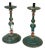 Pair Tuscan Polychrome Wooden Altar Candlesticks, Worn Patina, 18th / 19th C. For Sale