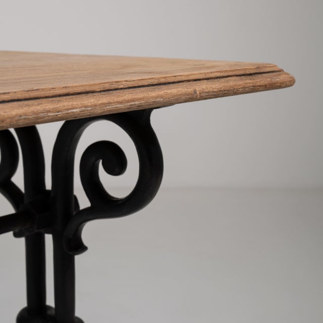 Cast Iron Bistro Table with Wood Top, Antique, France, Early 20th Century For Sale In Greensboro - Image 6 of 11