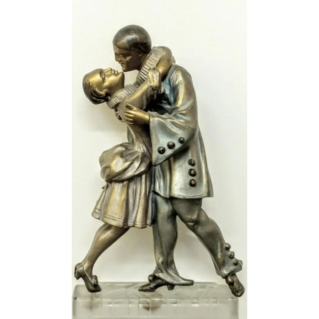 Mid 20th Century French Art Deco Table Lamp Signed by Sabino with Linousin, Pierrot et Colombine For Sale - Image 5 of 8