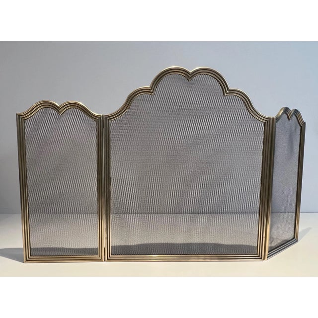 Neoclassical Style Brass and Grilling Fireplace Screen For Sale - Image 9 of 13