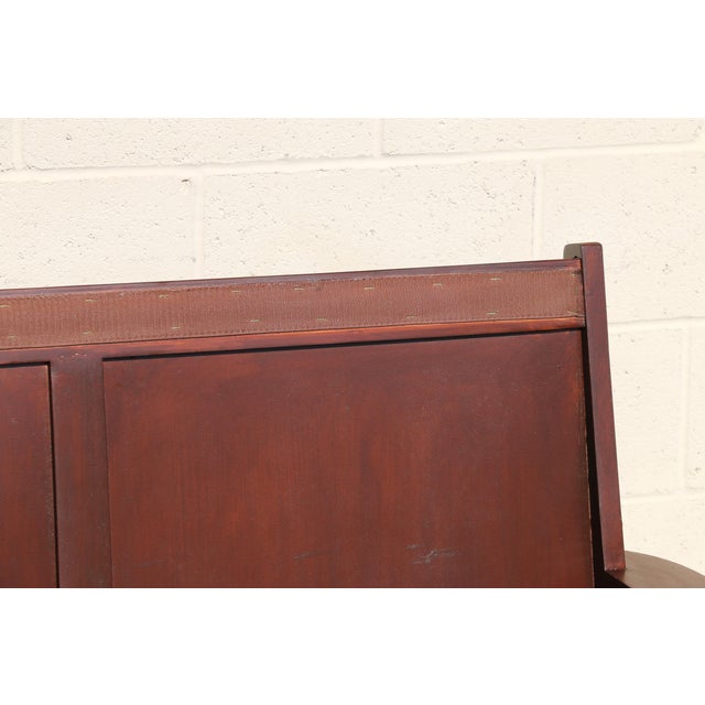 1970s Sculptural Brown Leather Sofa With Solid Wood Frame, Modernist Postmodern Lounge Couch Design For Sale - Image 17 of 18
