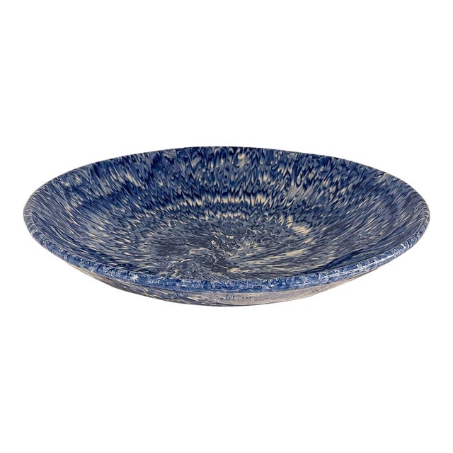 Signed Christine Jouval Blue Aptware Serving Bowl For Sale