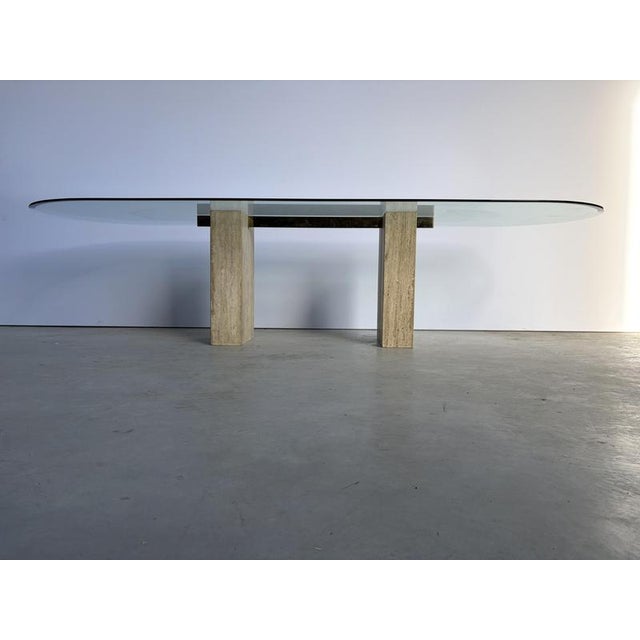 Metal Large Vintage Travertine Dining Table from Artedi, 1970s For Sale - Image 7 of 12