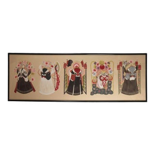 Large Wall Hanging Mixed Media of 5 Ceremonial Diety Masks, 20th Century For Sale