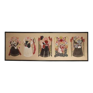 Large Wall Hanging Mixed Media of 5 Ceremonial Diety Masks, 20th Century