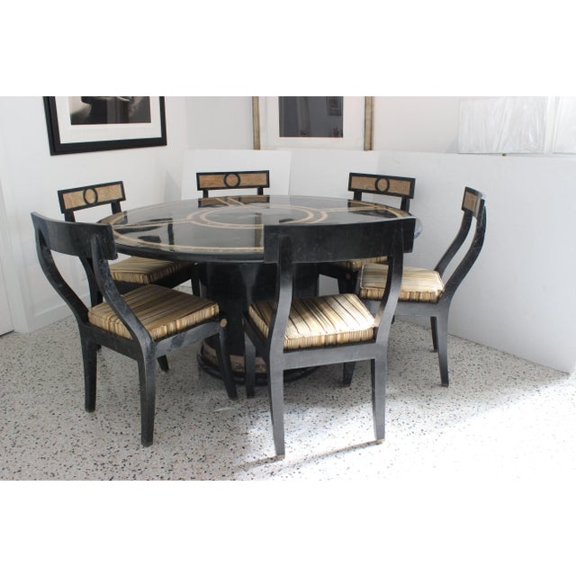 1980s Maitland-Smith Attributed Dining Table and 6 Chairs Neoclassic Revival For Sale - Image 13 of 13