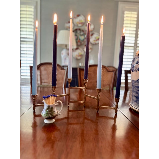 Mid 20th Century Midcentury Brass 6 Candle Candelabra For Sale - Image 5 of 8