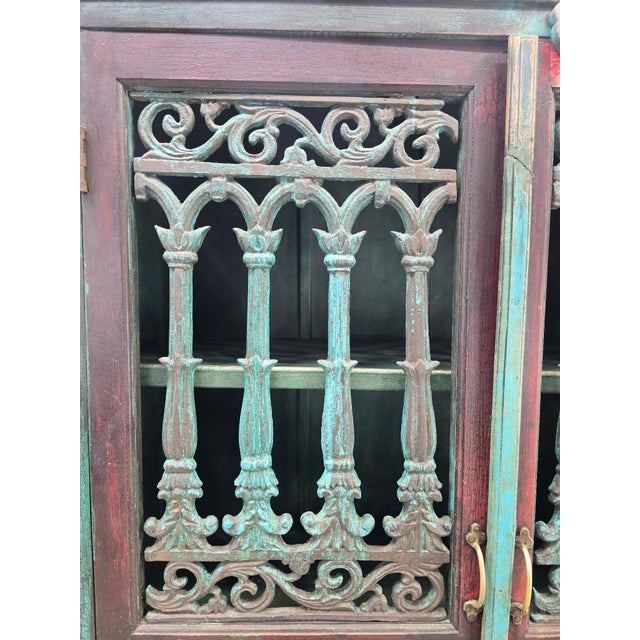Antique German Hand Painted 2-Door with Forged Iron Cabinet Gorgeous, rustic early 19th Century German painted 2-door...