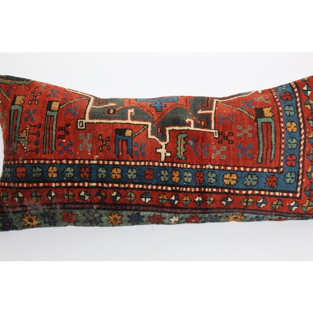 Antique Made in Caucasian Kazak Rug Sofa Pillow Cover -19'' X 39'' For Sale In Tampa - Image 6 of 13