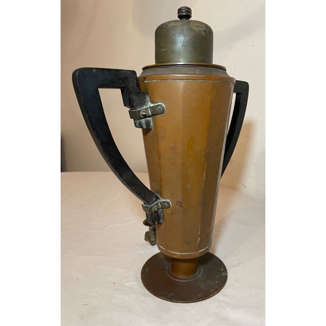 Coffee Antique 1907 Jos Henrichs Ny Copper Brass Wood Coffee Tea Dispenser Samovar Pot For Sale - Image 8 of 17