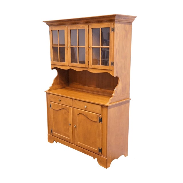 ETHAN ALLEN Heirloom Nutmeg Maple Colonial Early American 47" Buffet w. China Hutch 10-6018 / 10-6036 Overall: 69.5" High...