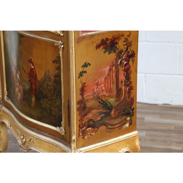 Antique French Louis XV Vernis Martin Curio Vitrine Cabinet For Sale - Image 11 of 18