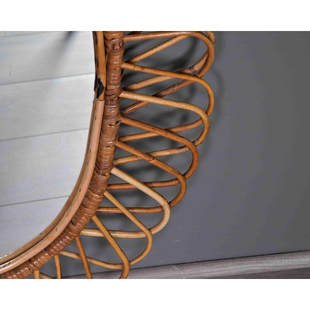 Brown Vintage Italian Oval Mirror With Rattan Frame, Circa 1960s For Sale - Image 8 of 12