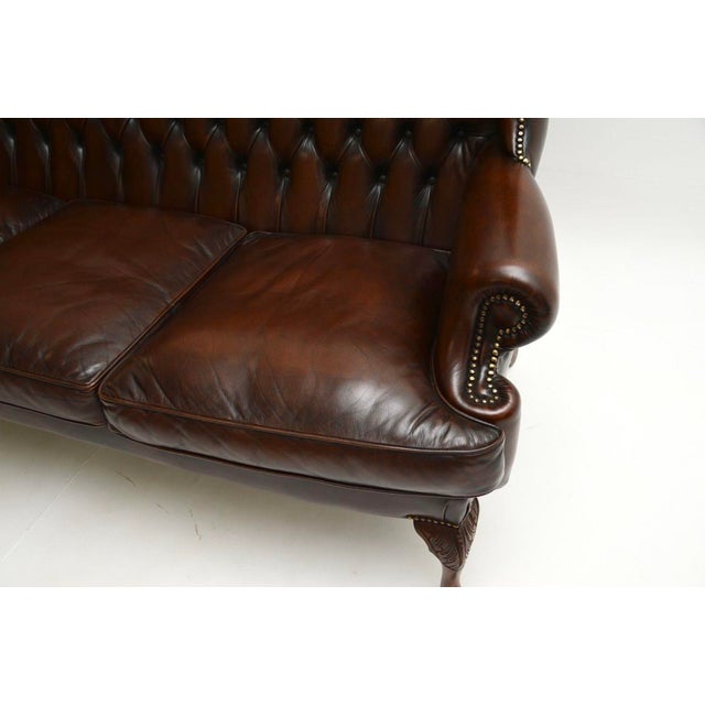 Vintage Leather Wing Back Sofa, 1930 For Sale - Image 9 of 10
