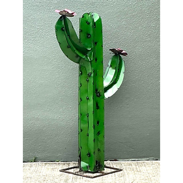 Vintage Torched Metal Cut Cactus For Sale - Image 12 of 12