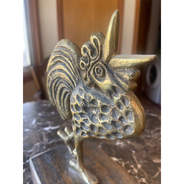 1970s Contemporary Rooster Sculpture in Brass For Sale - Image 5 of 8
