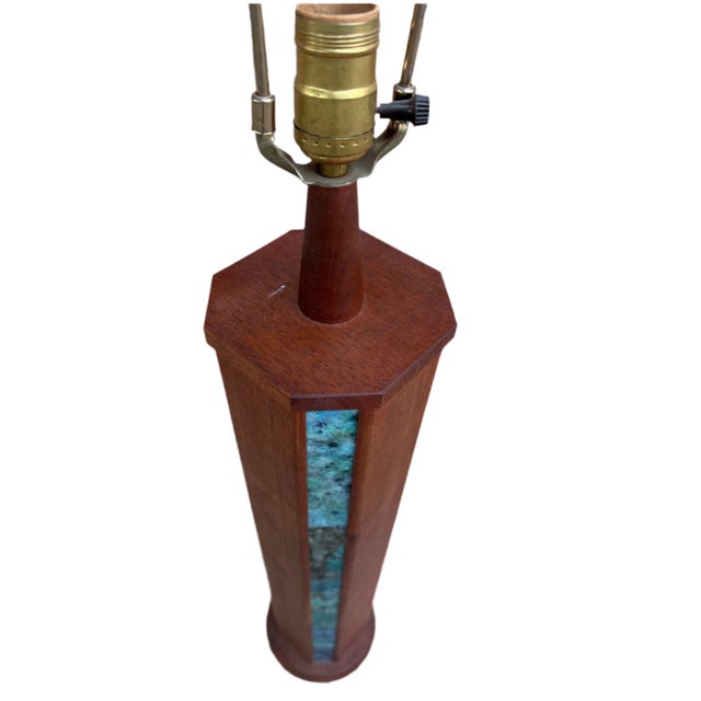 Mid-Century Modern Mid Century Modern Harris Strong Wood and Ceramic Tile Table Lamp For Sale - Image 3 of 6