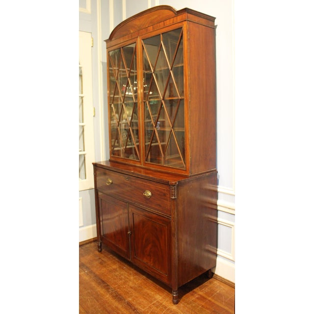 Wood Circa 1815 English Regency Secretaire Bookcase Cabinet For Sale - Image 7 of 10