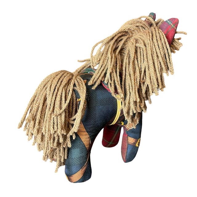American Ralph Lauren Tartan Vintage Silk Scarf Noble Pony For Sale - Image 3 of 3