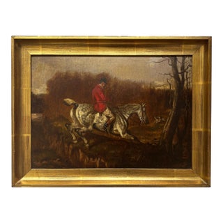 1890s "Grey Hunter" Antique Horse Painting Oil on Board, English School For Sale