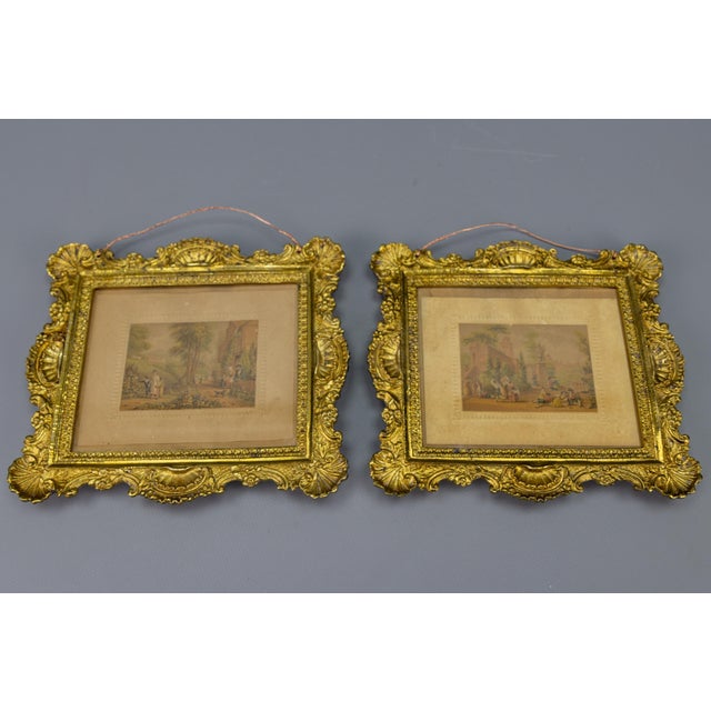 Metal Antique French Rococo Style Gilt Bronze Picture Frames, 1890s, Set of 2 For Sale - Image 7 of 18
