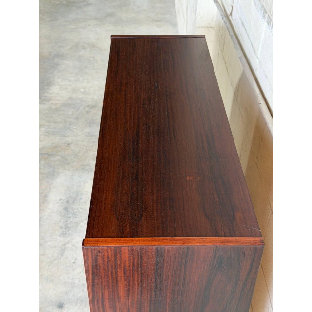 Rosewood Bookcase With Two Shelves and Drop Front Door Denmark 1960s For Sale - Image 4 of 10